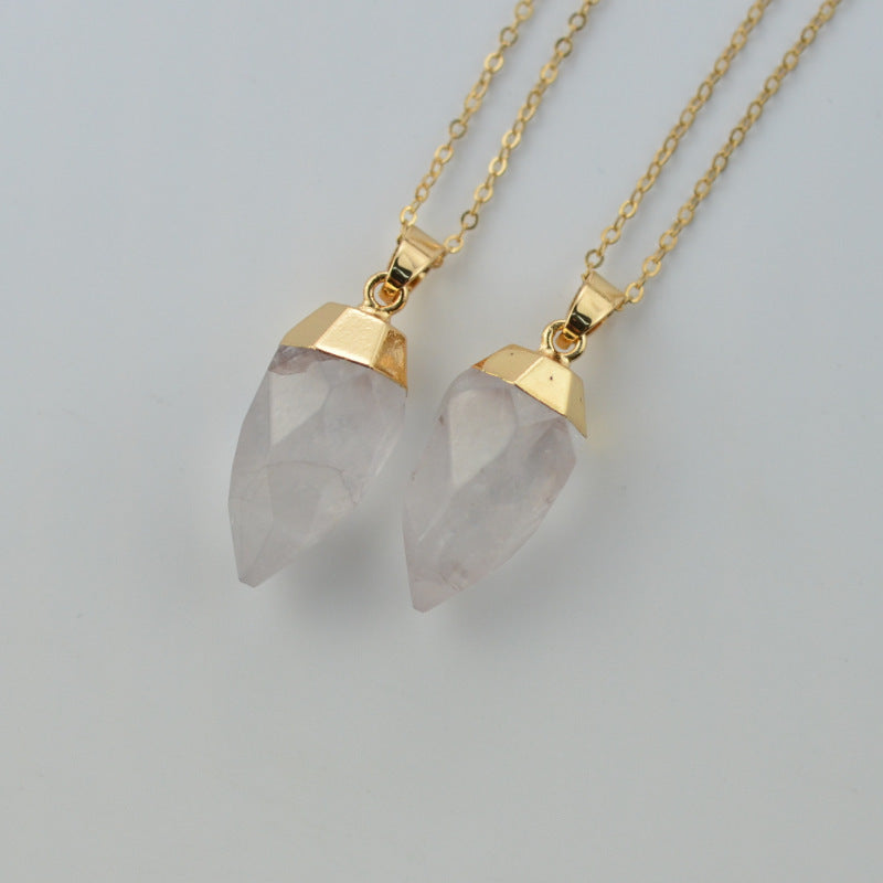 Natural Amethyst Pendant Tapered Angle Necklace