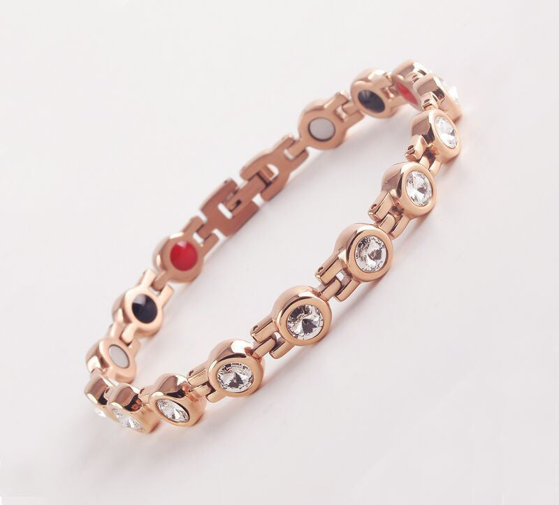 Stainless Steel Ladies Healing Crystal Magnetotherapy Bio-energy Bracelet