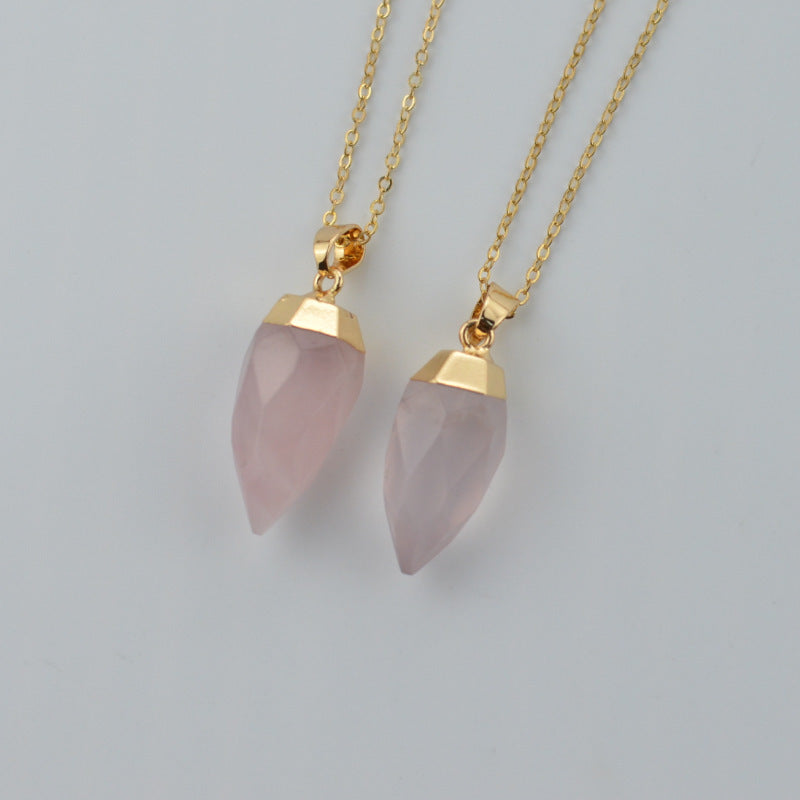 Natural Amethyst Pendant Tapered Angle Necklace