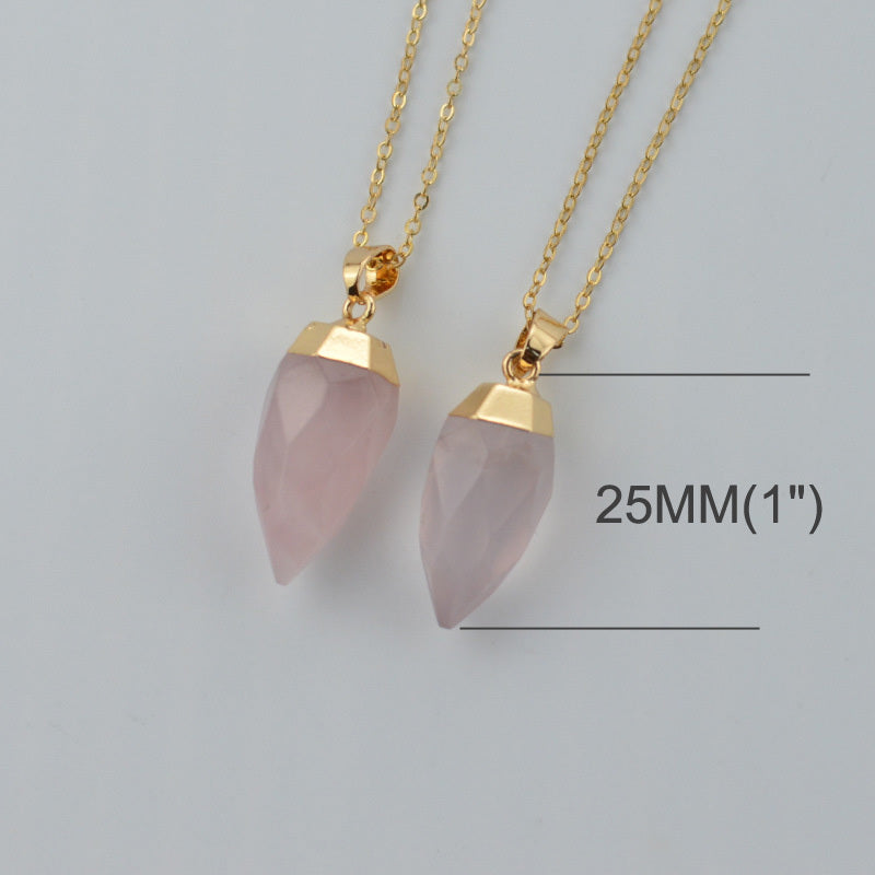 Natural Amethyst Pendant Tapered Angle Necklace