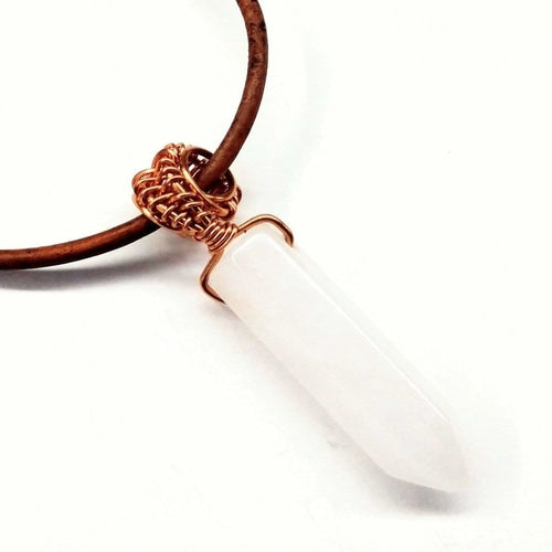 Vegan Friendly Wire Wrapped Pointed Crystal Necklace